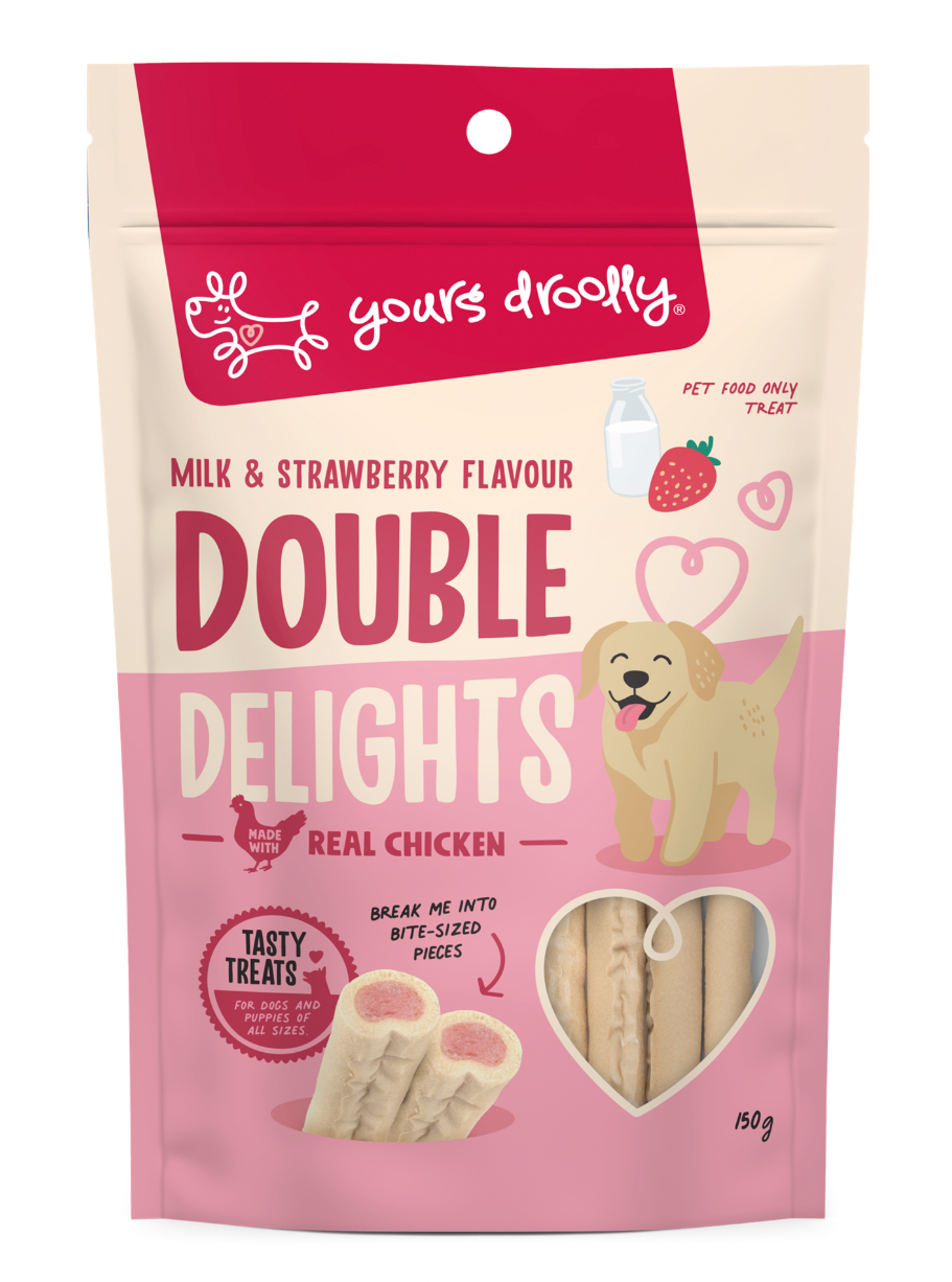 Yours Droolly Double Delight Milk & Strawberry 150g