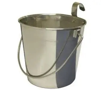 Dog Water Stainless Steel Bucket Flat Sided with hook-Feed/Water-Brooklands-950ml (14cm) 10cm deep-Shine Pets